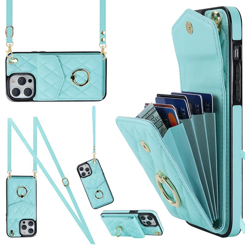 Suitable for iPhone 15 ProMax Ring, Small Fragrant Wind Organ Bag, Phone Leather Case, Samsung S24 Multi Card Hanging_voghion.com