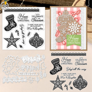 Original Design Christmas Silhouette Pattern Silicone Transparent Seal Embossed Carbon Steel Knife Mold Handbook Decorative Seal Wholesale