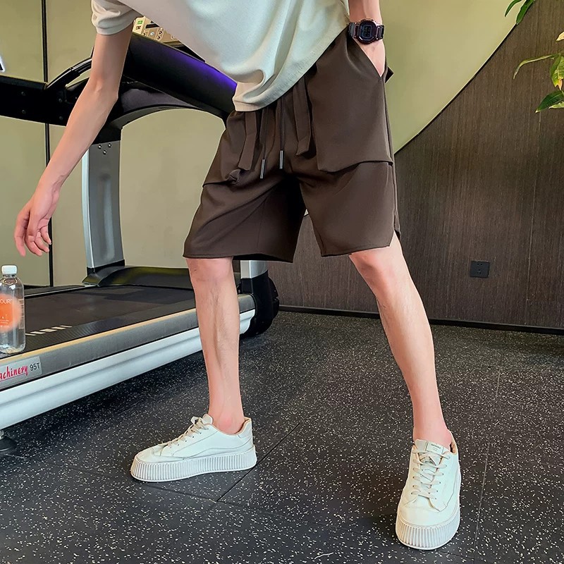 Men's Thin Casual College Style Loose Fit Cargo Shorts Trendy Versatile Functional 5 Inch_viptrois.com