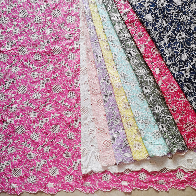 New cotton full engraved holes hollow chrysanthemum embroidery clothing fabric symmetrical skirt foot flower surface accessories manufacturers wholesale