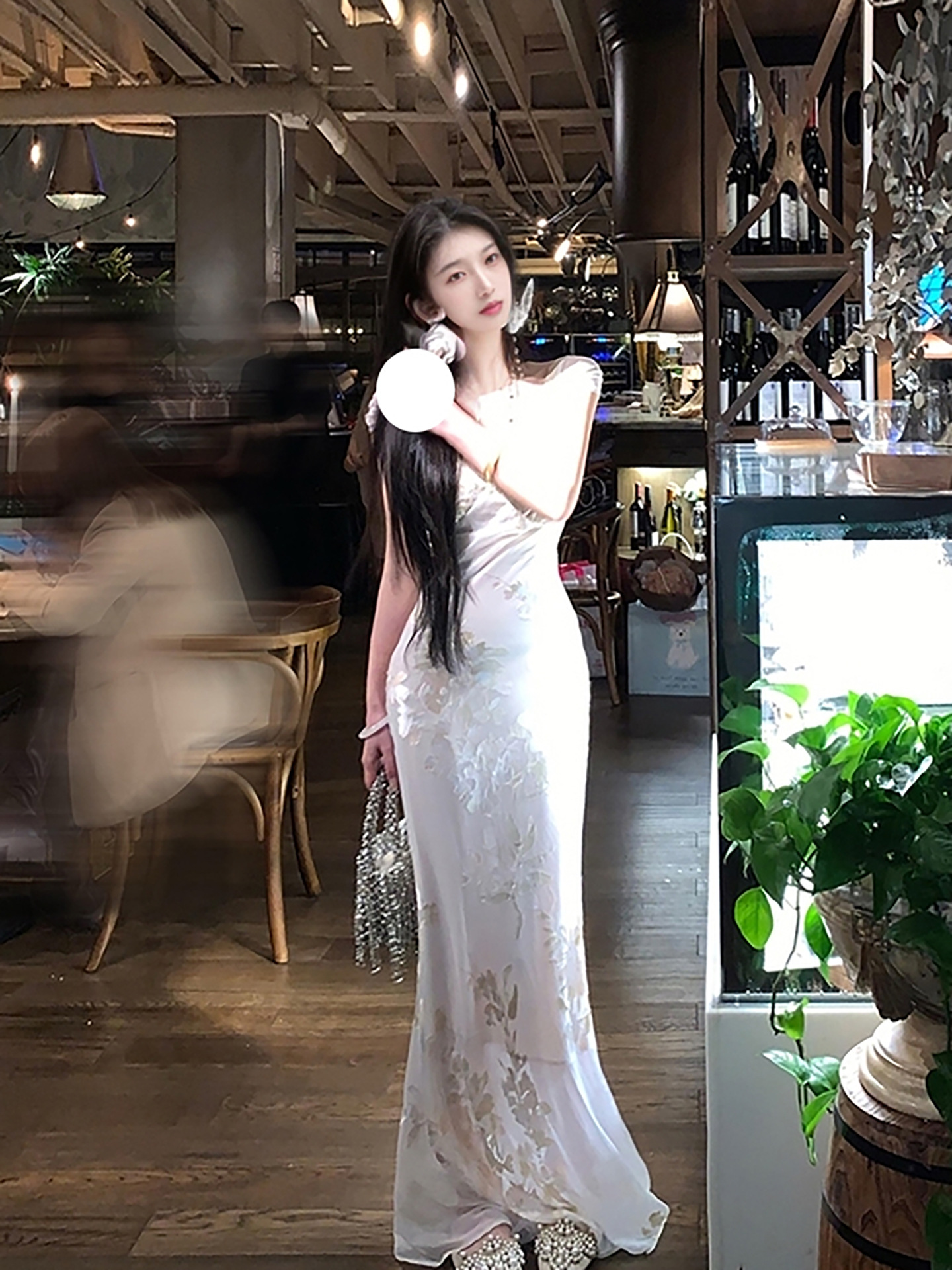 Đầm ôm body nữ phong cách Trung Hoa mới in họa tiết quốc phong chất rayon mùa hè ZX N5084 — Màu trắng be