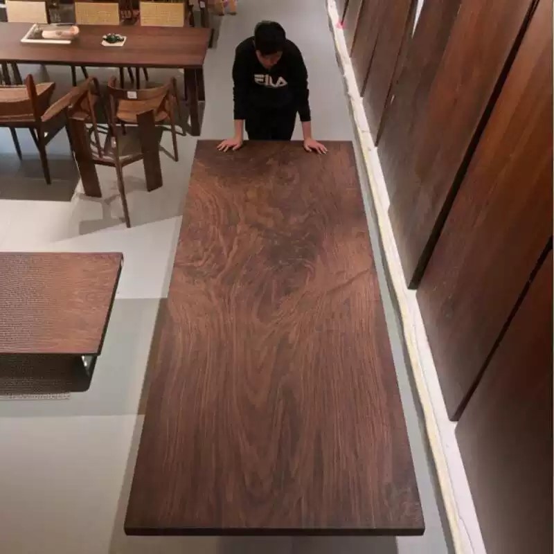 北美黑胡桃实木大板客厅长书桌家用阳台原木餐桌工作台书台长桌子|undefined