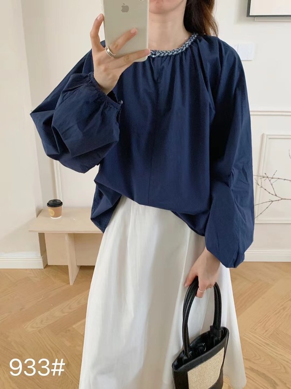 早秋高级感气质文艺法式套头宽松大版衬衫女减龄套头衫衬衣ZLG13|undefined