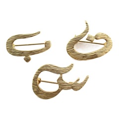 砂金拉絲效果合金電鍍啞光金阿拉伯字母別針 日韓風格衣服配飾