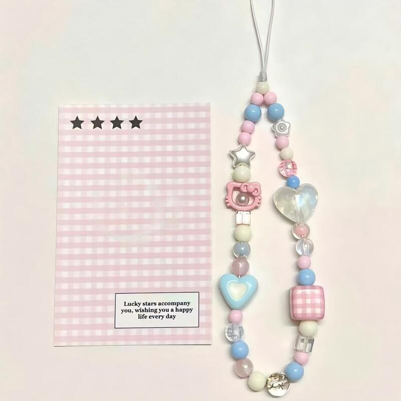Dreamy Grocery Store Phone Chain Kt Cat Beaded Pink Cute Plaid Lanyard Pendant Niche Bag Charm Ccd Camera Chain Dreamy Grocery Store Phone Chain Kt Cat Beaded Pink Cute Plaid Lanyard Pendant Niche Bag Charm Ccd Camera Chain