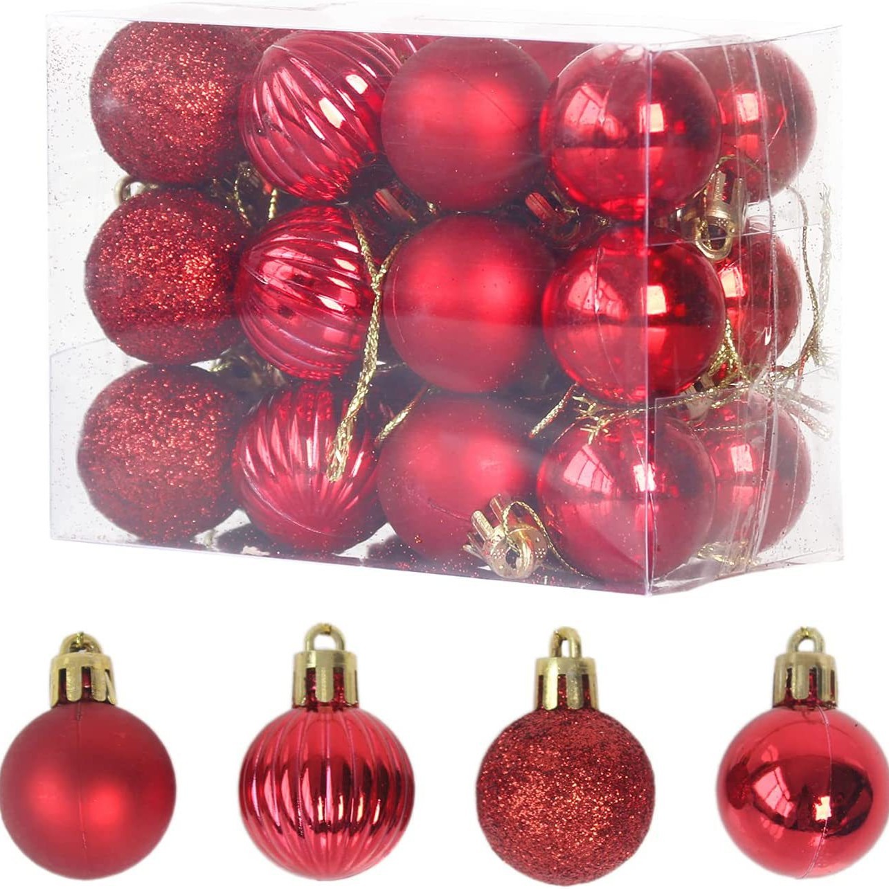 Bola de Navidad 24 piezas traje de plástico BOLA DE Navidad colgante adorno traje árbol de Navidad decoración colorida bola árbol de Navidad colgante ornamento