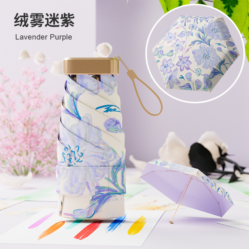 ポータブル 50% off 傘リングバックルハンドル晴雨兼用カプセル傘黒接着剤日焼け止めと UV 保護女性の日傘卸売|undefined