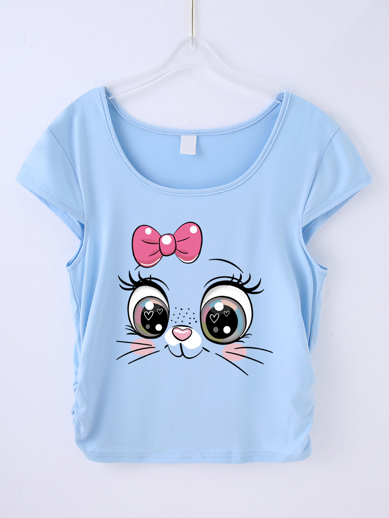 만화 고양이 - 블루 티셔츠