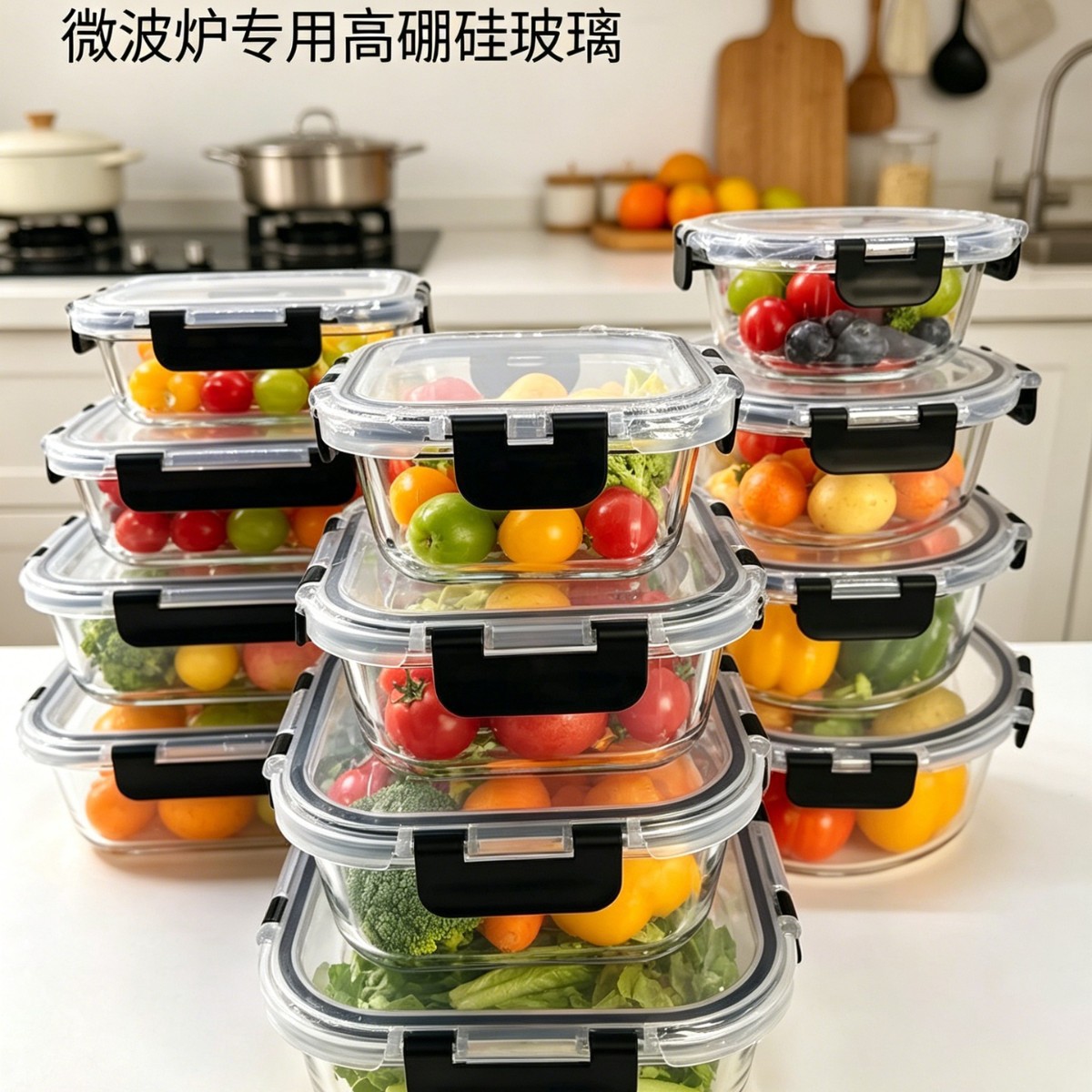 Caja de almacenamiento de vidrio transfronteriza alta borosilicato aluminio de vidrio puede calentarse refrigerado fábrica de cajas de comidas resistentes al calor