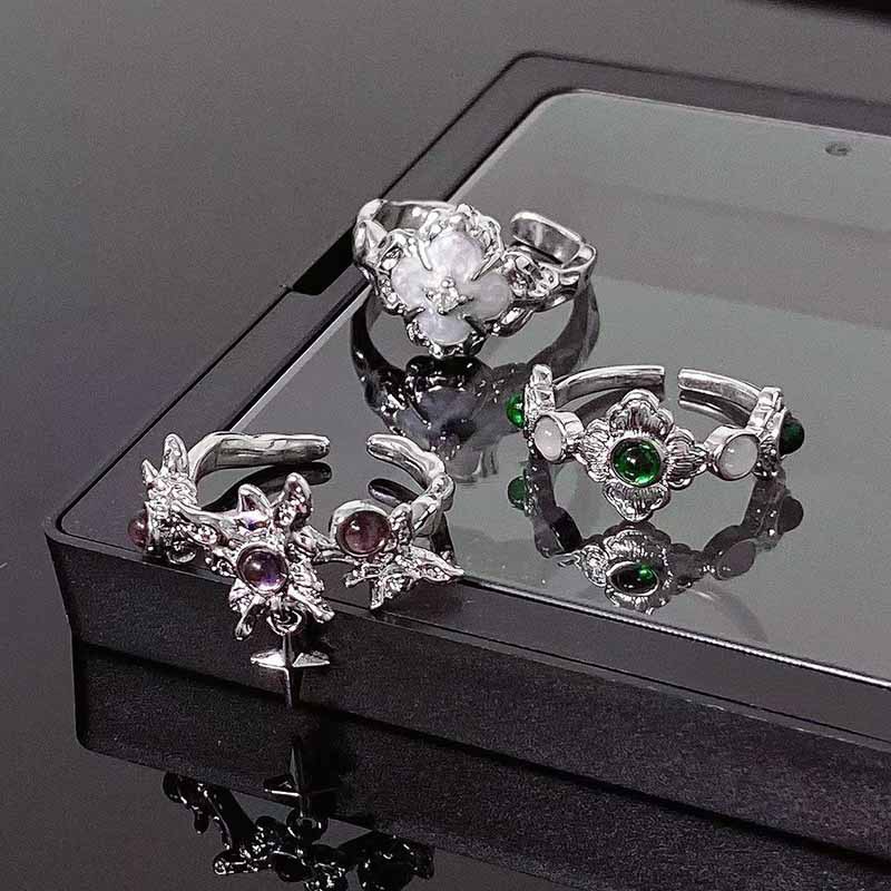 新款復古蝶舞冷淡風開口戒指女ins小眾氣質時尚冷淡風食指戒