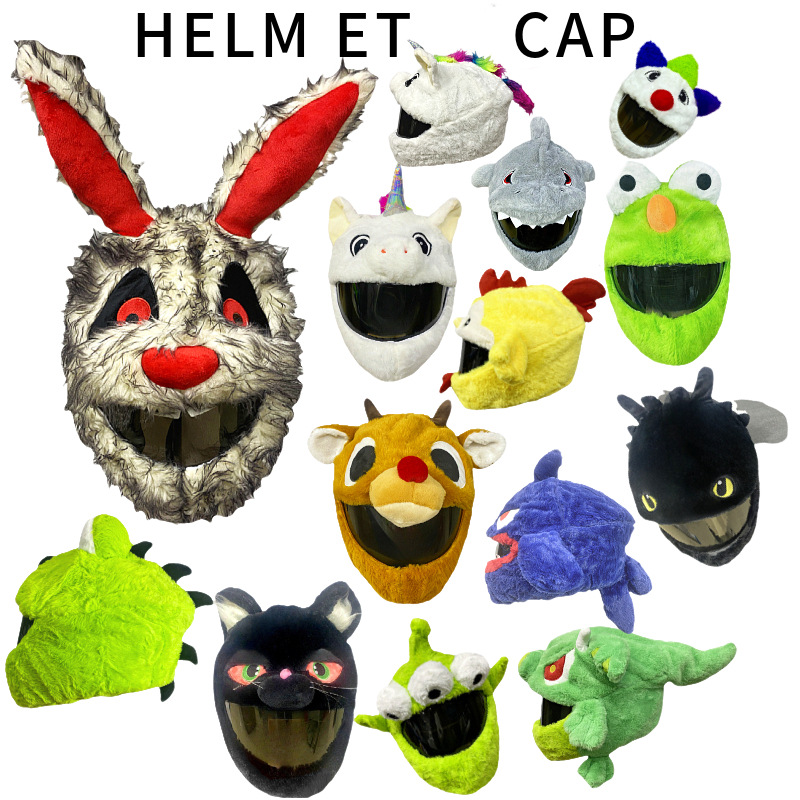 Funda protectora de casco divertida con personalidad de punto transfronterizo, máscara de ciclismo, accesorios de decoración de motocicleta, conejo, tiburón, tres ojos