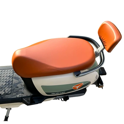 Pedal Electric Vehicle Waterproof Leather Motorcycle cushion - brown-large