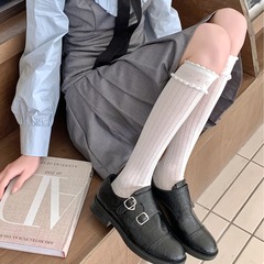 Summer and autumn thin JK girl socks, white calf socks, sweet hollow heart socks, Korean style knee-high socks