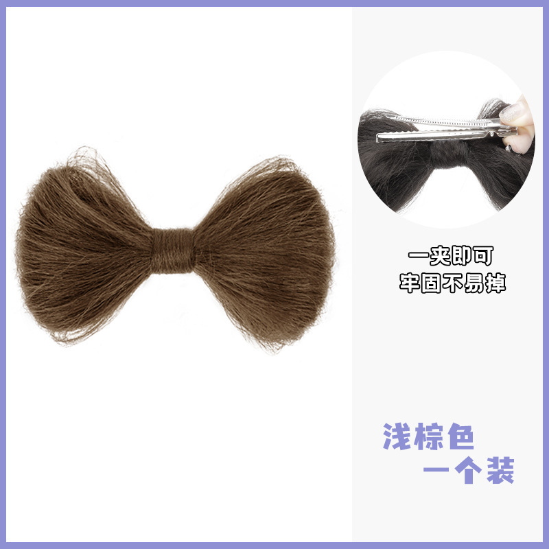 Bow Ball cabeza pelucina pelucina mujer lindo simulación cabello caliente perezoso cabello flojo antiguo anillo de pelo pelucina