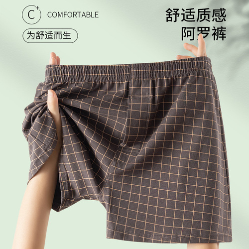 Summer and Autumn New Men's Arrow Pants Pure Cotton Plus Size Men's Underpants Opening Loose Short Garter Striped Cotton