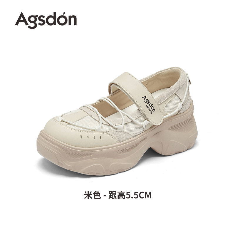 Augu Shi Deng deportivo Marizhen zapatos para mujeres 2025 nuevo otoño con suela gruesa ballet casual velcro zapatos de entrenamiento