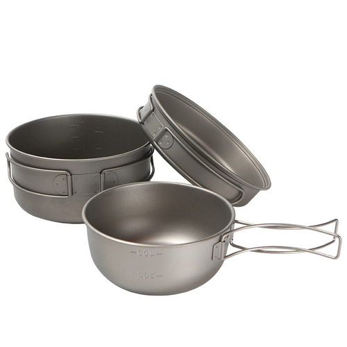 New Mountaineering Self-driving Pure Titanium Outdoor Convenient Folding Pot 1000ML Camping Pot Outdoor Cookware