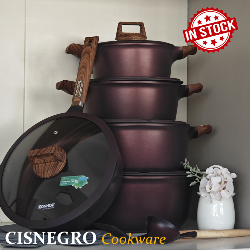 Cookware Set 15-Piece Export Set of Pots with Die-Cast Coated Bottom, Blue Diamond Non-Stick and Wear-Resistant Soup Pot Set