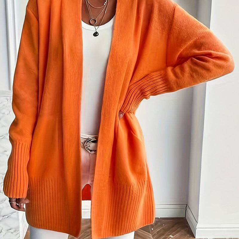 【Cozy Cardigan】Cozy Yellow レディース ニットカーディガン |   ロング|undefined