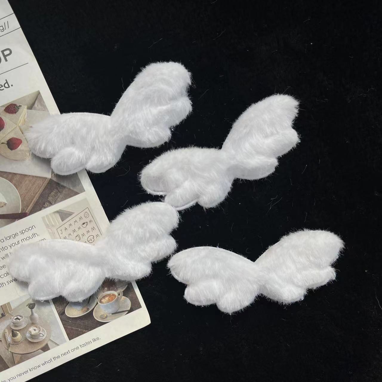 毛絨絨天使翅膀輔料配件手工飾品兒童髮飾材料襪子服裝配件批發