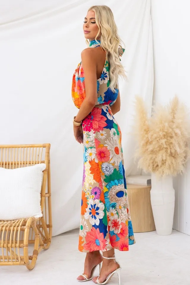 Sheath Dress Dresses Type Wholesale Women's Vacation Flower Holiday Round Neck Sleeveless Sheath Dress