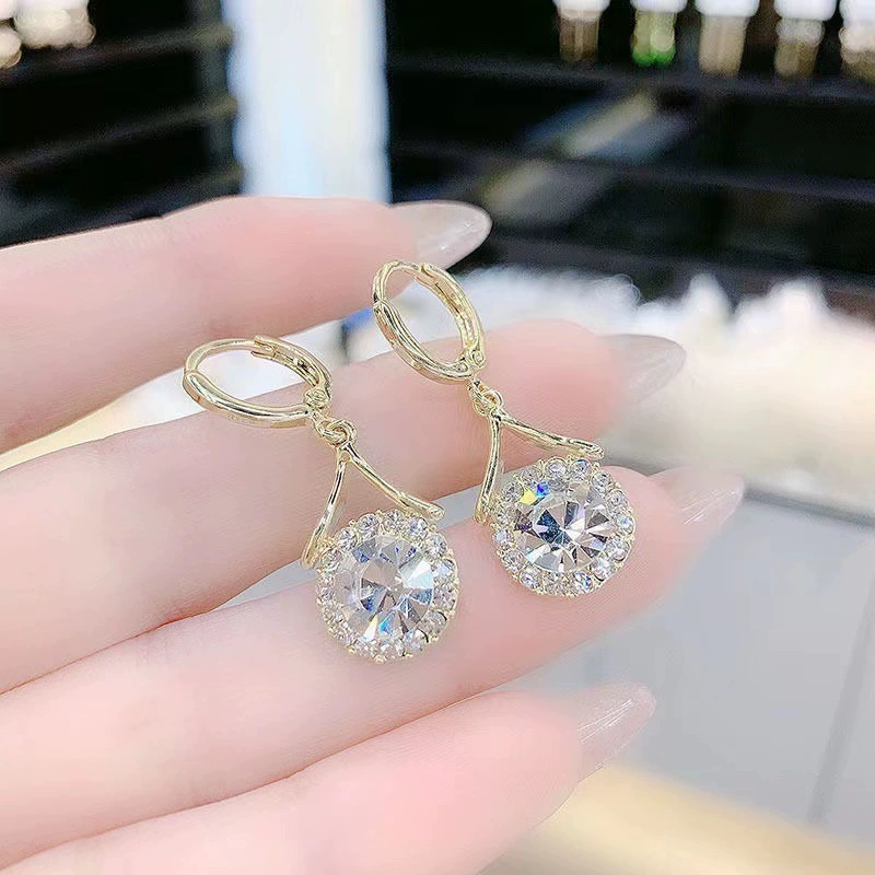 Серьги-кольца design каплевидные, люкс, тренд сезона, с камнем, подарки на день рождения