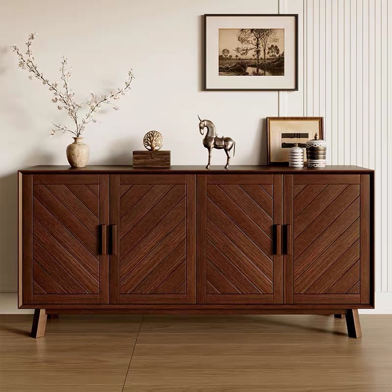 [Shuangfeng Factory] Solid Wood Sideboard, Log Living Room, Wall-Mounted Entrance Cabinet, Tea Cabinet, Home Storage Cabinet