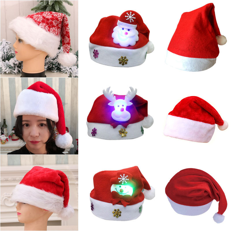 Adornos de Navidad sombrero adulto rojo Navidad sombrero Santa Claus/niños Navidad dibujos animados sombrero
