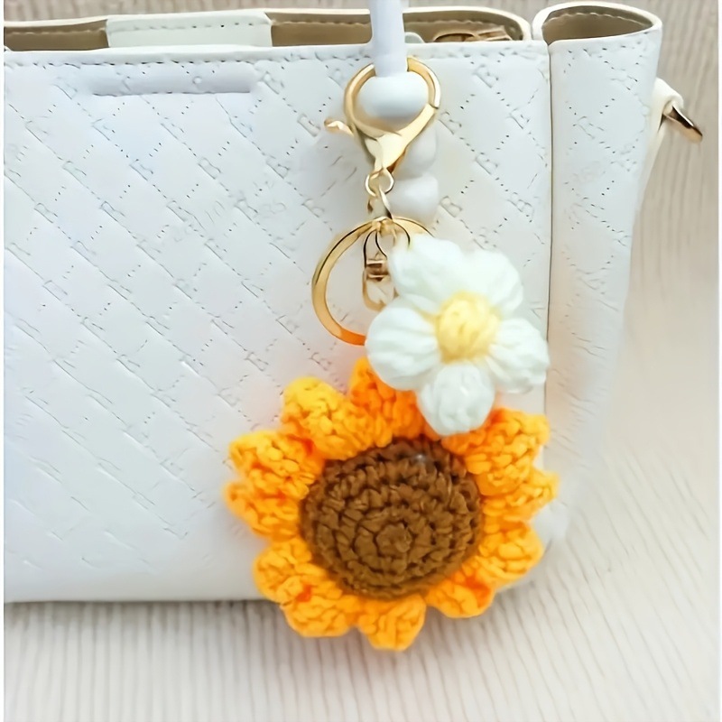 33g Weight 1 Piece Cute Sunflower Cloth Metal Women's Lobster Trigger Clasp Closure Bag Pendant Keychain