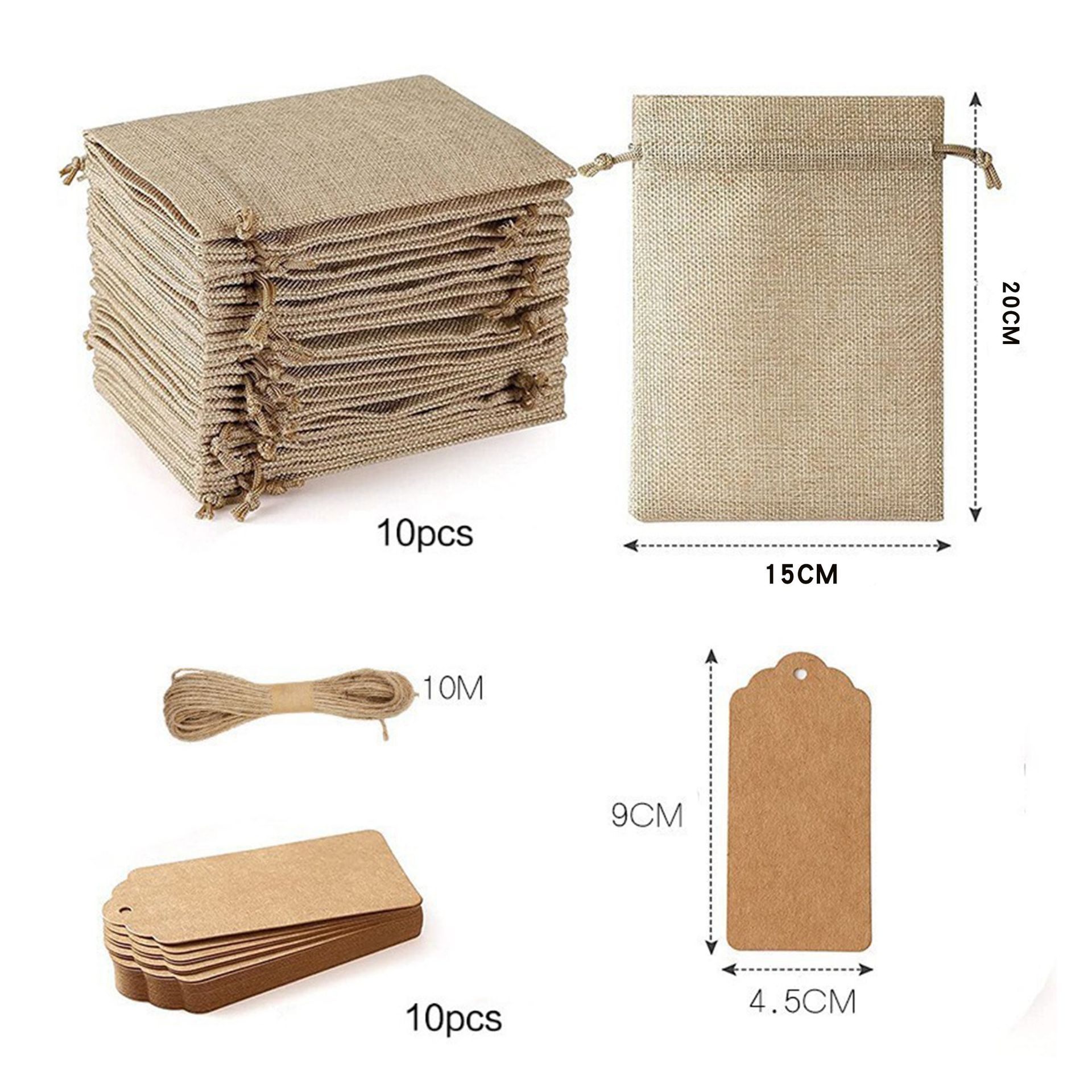 Transfronterizo 25 piezas de lino Paquete de bolsillo bolsa de regalo de la boda bolsa de joyería de Navidad bricolaje bolsa de ropa traje