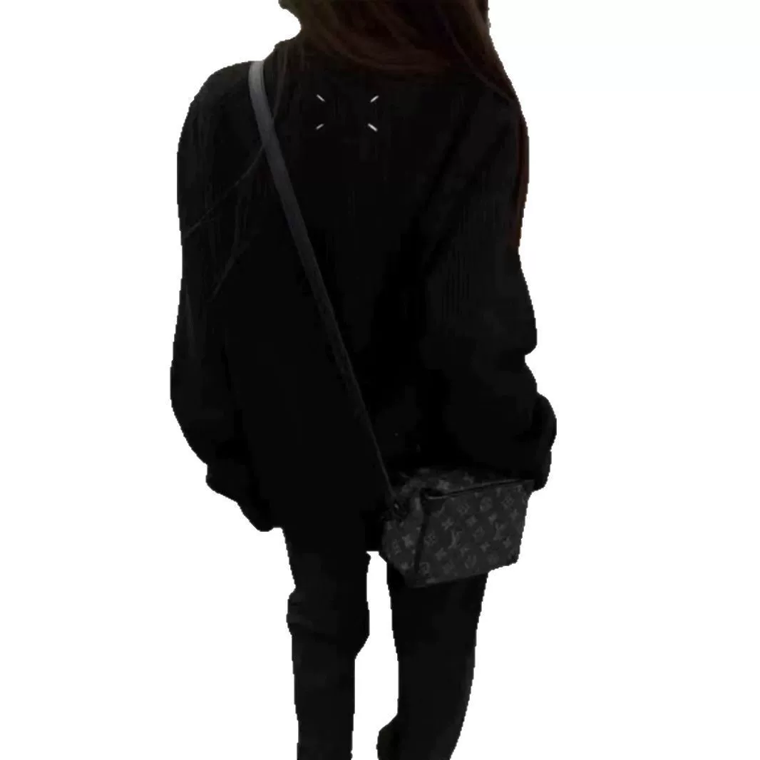 Кардиган на стойке Margiela-стиля, вязаный свитер MM6 с кожаной молнией, тяжелая куртка