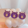 Blue brand cartoon hairgrip, hairpins, wide color palette, flowered, with little bears