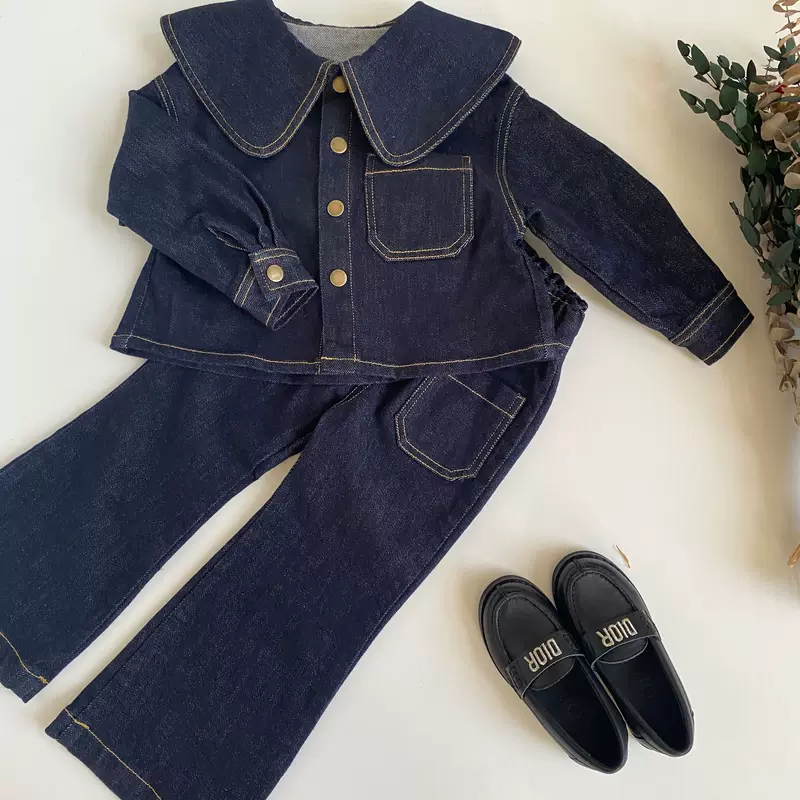 Brand denim collar, jacket, trousers
