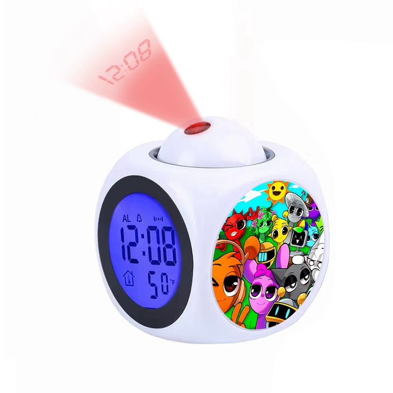 Ритм Коробка игры периметр Спрунки Plush Периферический будильник Светодиодный ночной свет Прикроватные часы проекционный будильник