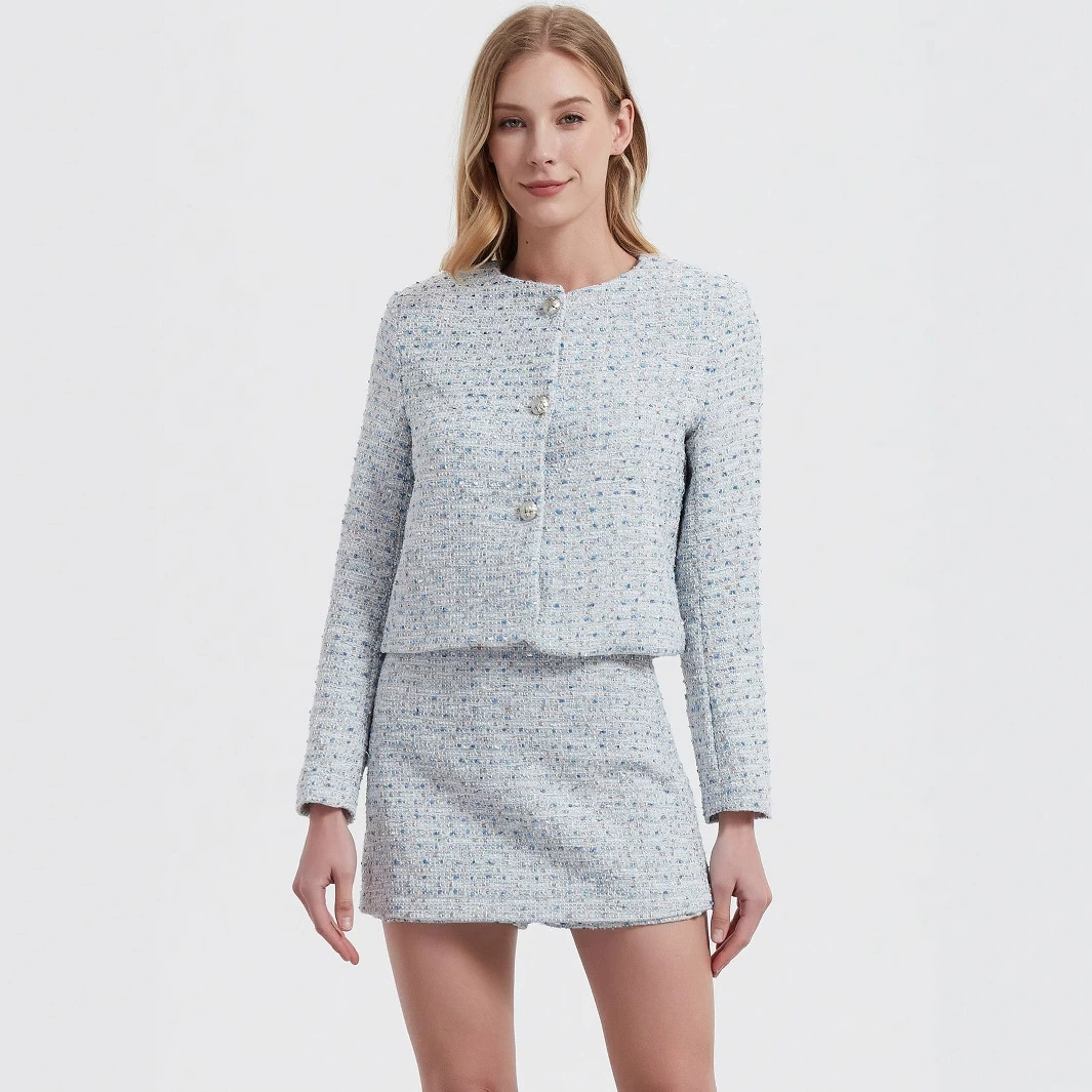 Обработка европейского и американского стиля моды текстурный набор весной и осенью маленький ароматный пиджак для костюмов A-siza юбка