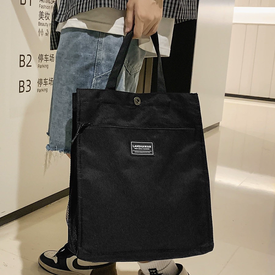 Shopping bag, capacious linen bag, one-shoulder bag for documents, simple and elegant design