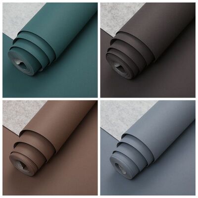 深咖色素色蚕丝墙纸 卧室客厅酒店工程 纯黑色简约无纺布壁纸10米