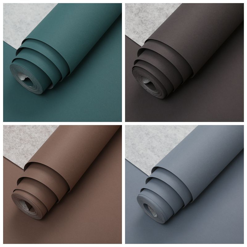 深咖色素色蚕丝墙纸 卧室客厅酒店工程 纯黑色简约无纺布壁纸10米