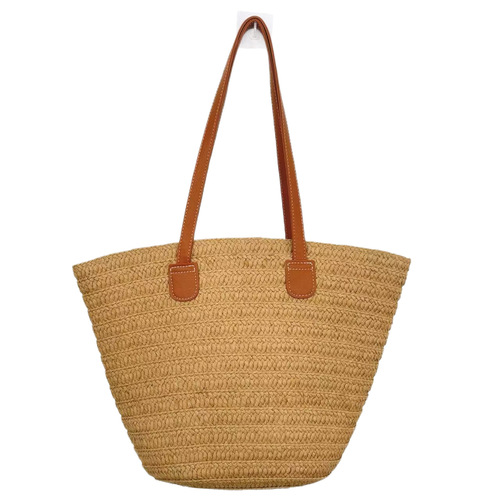 Woven straw bucket bag for women, large capacity vacation beach basket weave tote bag,commuter shopping bag