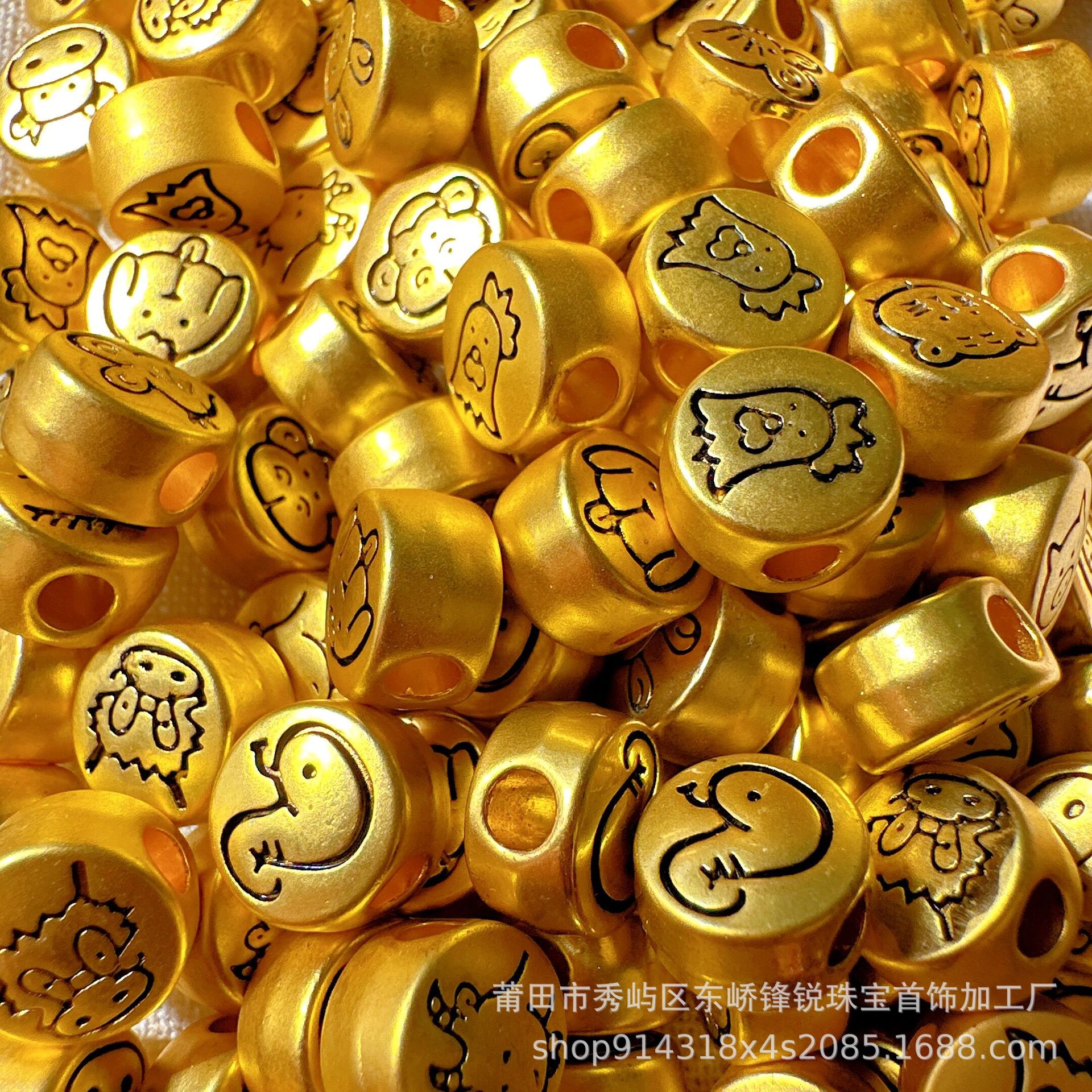 Ancient gold burning blue loose beads twelve Zodiac lucky beads diy accessories bracelet necklace spacer beads sand gold accessories