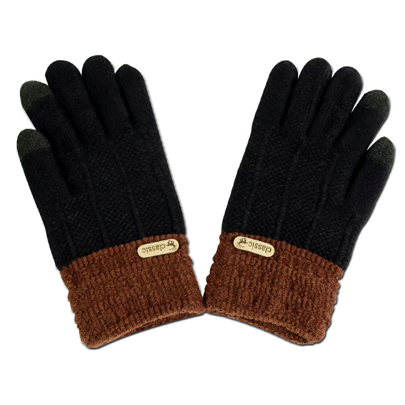Warm Gloves fleece-lined Thick Men and Women's Cycling Touchscreen Autumn and Winter Universal Knitted Wool Outdoor Windproof Handsome