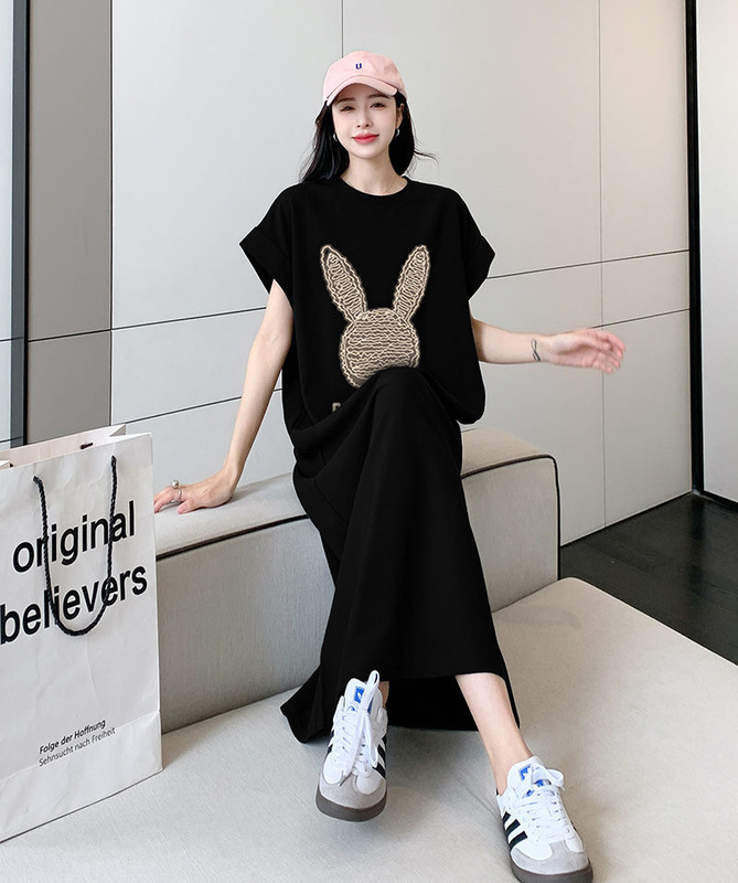 Feifei Sleeve# Imitation Cotton Milk Silk 180g# Double Pocket# Leisure Home Nightgown Long Knee Travel dress