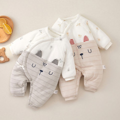 Newborn A-class clothing for autumn and winter, padded and thick, unisex baby clothing with ties, for infants and toddlers
