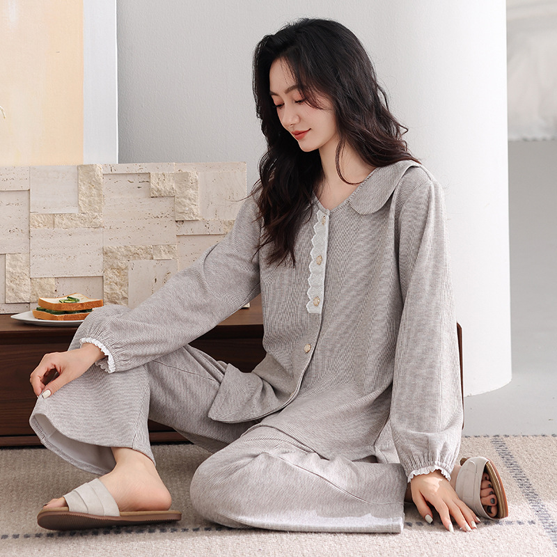 Pajamas for Women in Autumn and Winter German Velvet Long-Sleeved Pants Cardigan Spring & Fall Warm Loose Casual Thin Velvet Home Wear Set