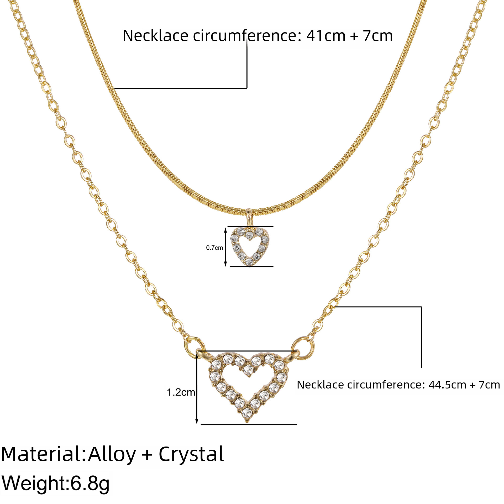 new full diamond stacked double-layer love clavicle chain creative snake bone chain peach heart pendant necklace_voghion.com