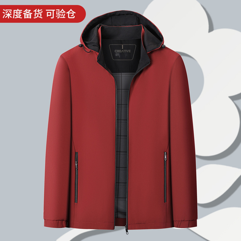 Spring Men's Classic Jacket, Business Casual Versatile Hooded Jacket with Detachable Hood, Available for Dropshipping