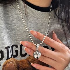 銀瑞泰s925純銀國潮唐草紋鈴鐺復古做舊小眾設計時尚配飾男女吊墜