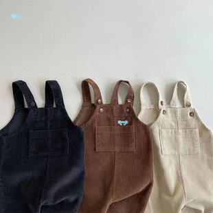 Autumn Winter Toddler Baby Boys Girls Solid Corduroy Suspender Pants