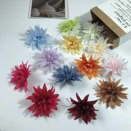 菊花火焰菊仿真花 绢花戏曲团扇装饰簪花花环花墙婚庆桌花插花