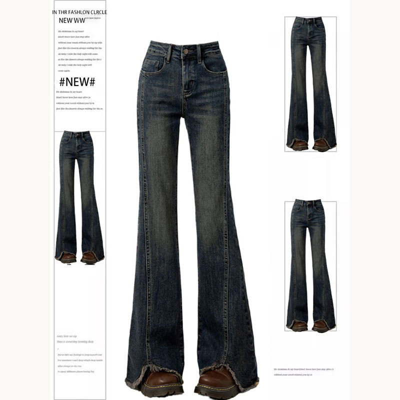 High-Waisted Slim-Fit Jeans with a Slit for Women, Summer New Style, Plus-Size, Cement Gray, Flattering and Leg-Lengthening